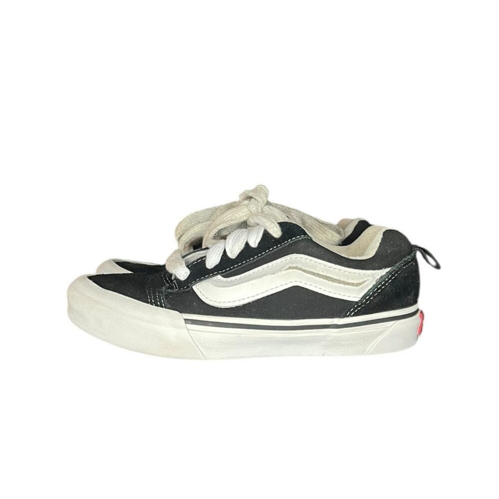Boys Vans Knu Skool Skate Shoes Sneakers Black White Size 2.5
